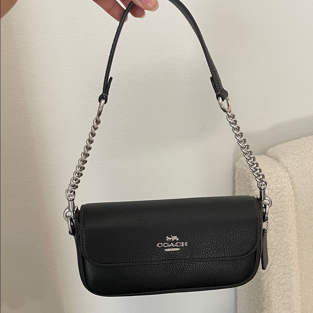 Coach Hailey flap shoulder bag black silver NEW